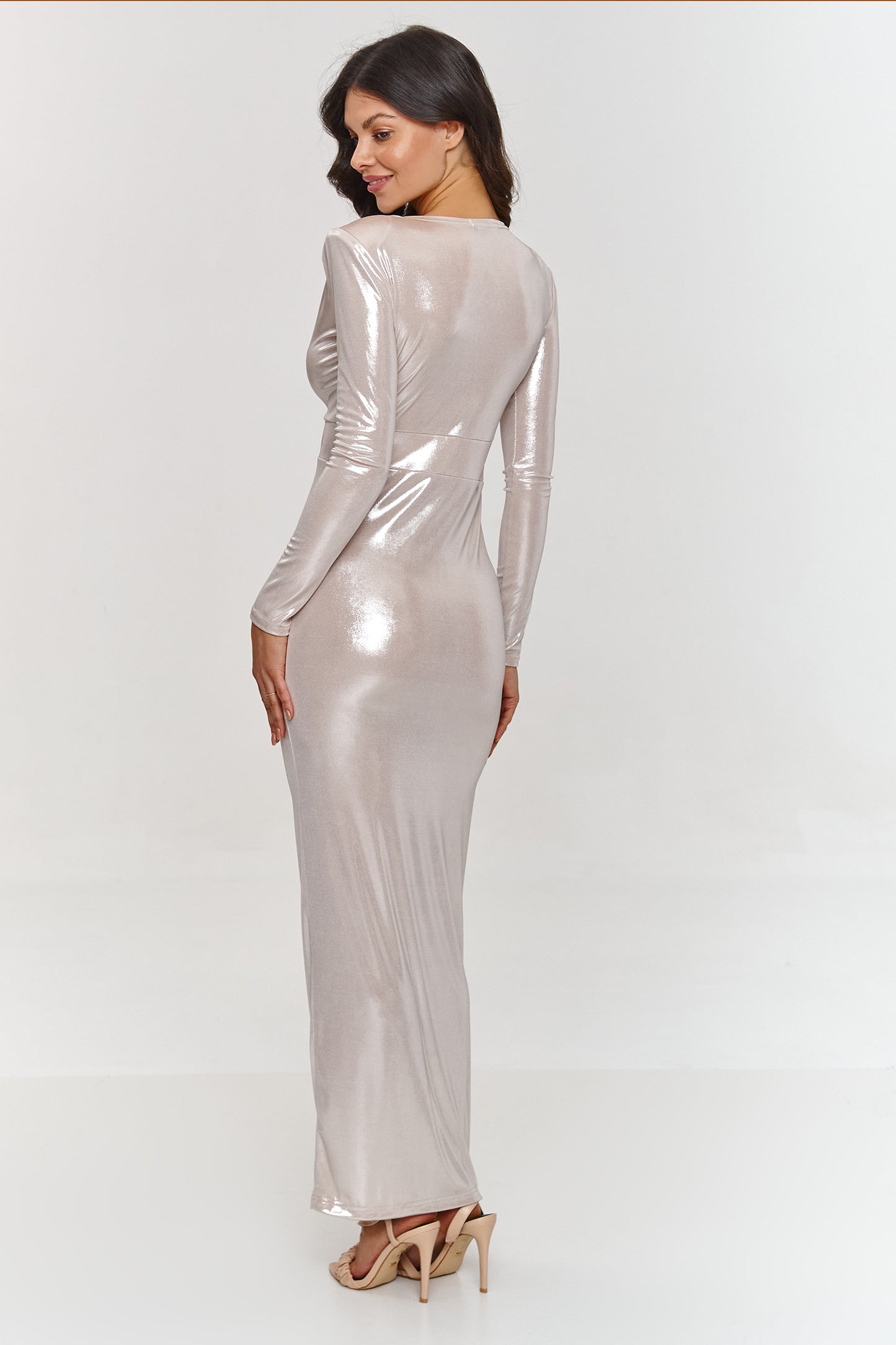 Langes Kleid model 209575 Makadamia