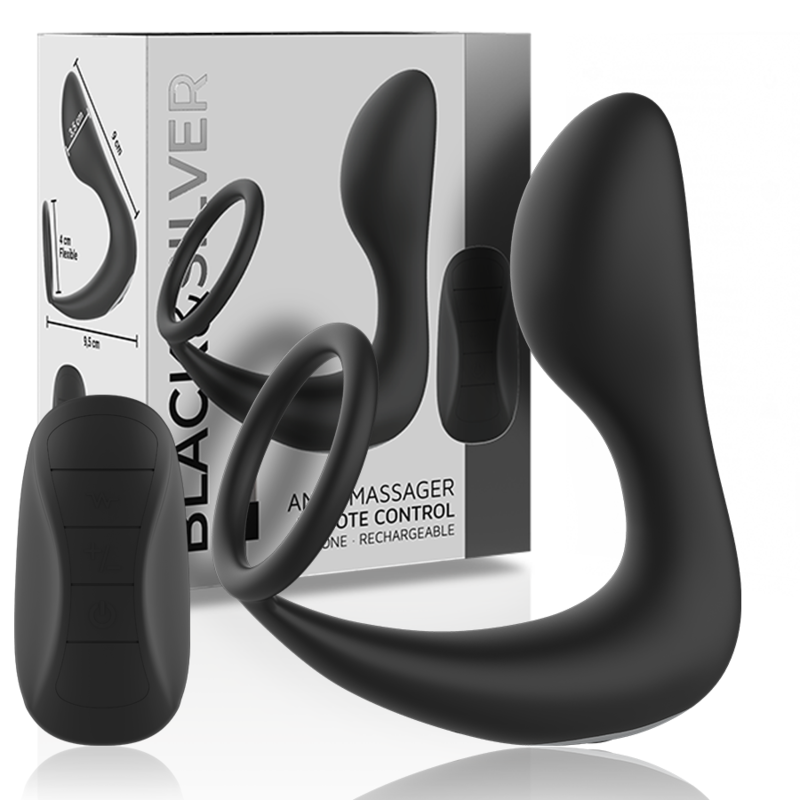 BLACK&SILVER - ANALMASSAGER MIT FERNBEDIENUNG, WIEDERAUFLADBARES SILIKON
