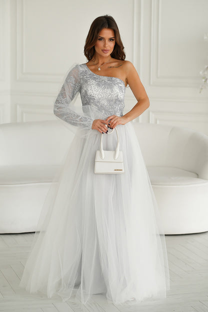 Langes Kleid model 192638 Bicotone