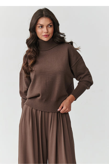 Rollkragenpullover model 217394 Makadamia
