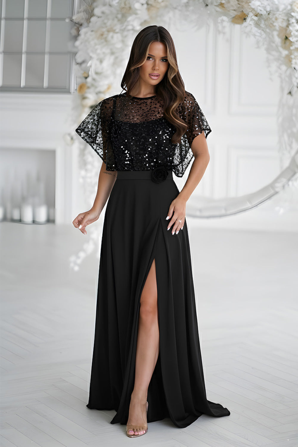 Langes Kleid model 219685 Bicotone