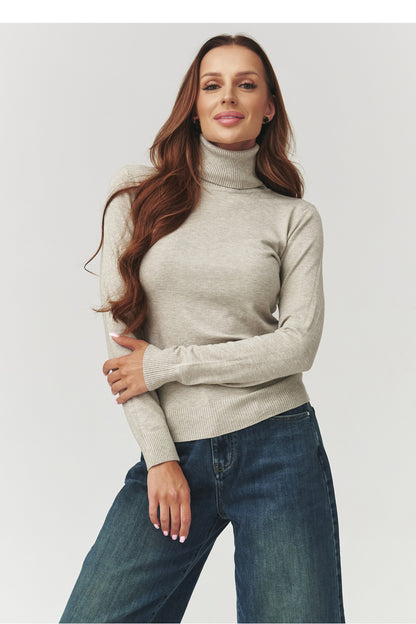 Rollkragenpullover model 219740 Makadamia