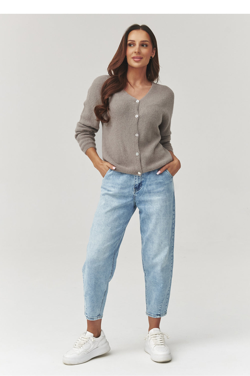 Cardigan model 223257 Makadamia