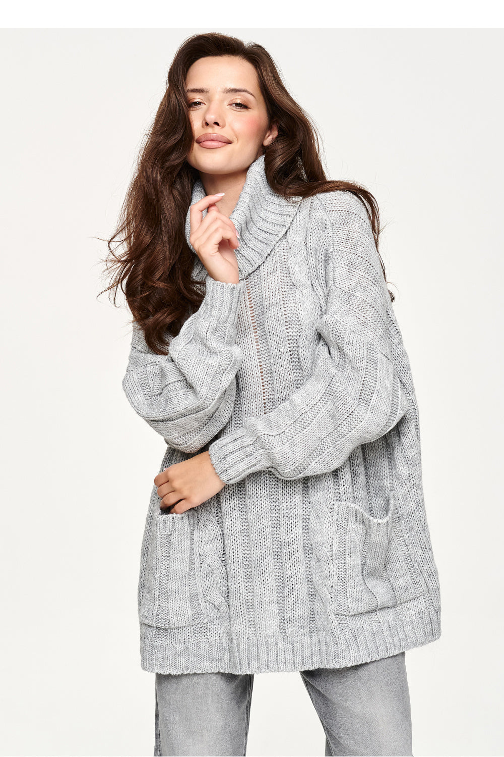 Rollkragenpullover model 232049 Makadamia