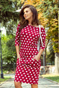 13-111 Sportkleid mit Bindung und Taschen - Burgund + Tupfen
