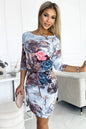 13-155 Sportkleid mit Krawatte - Blumen auf Steinhintergrund