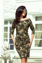 13-85 Sportliches Kleid - runde Blätter + KHAKI