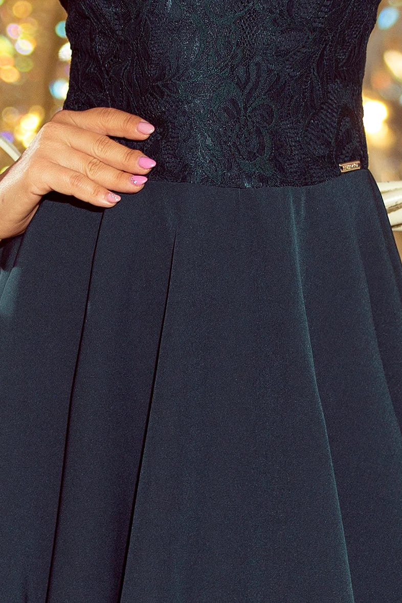 157-9 Kleid MARTA mit Spitze -  dunkelgrün
