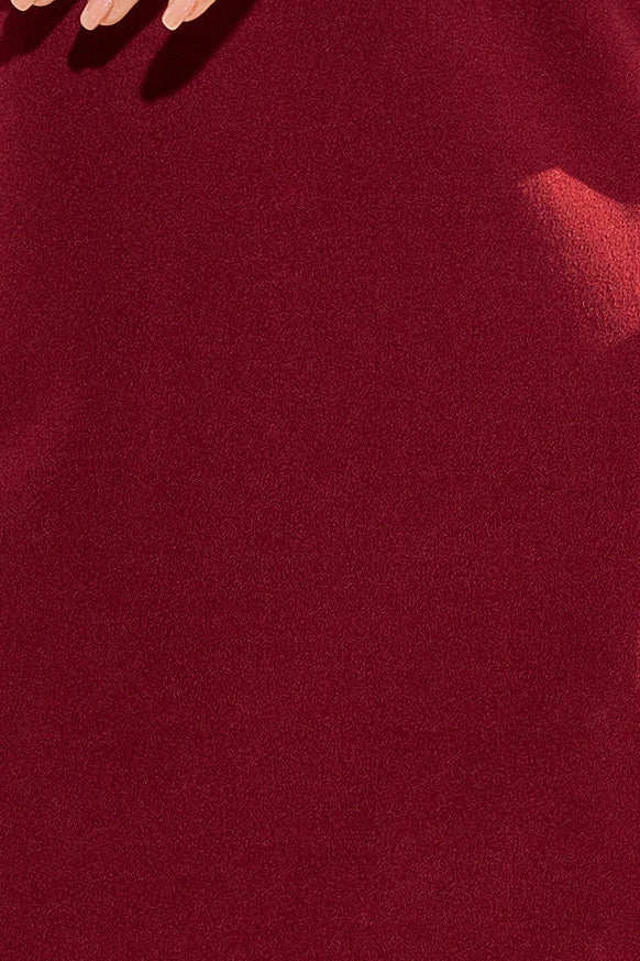 190-8 MARGARET Kleid mit Spitze an den Ärmeln - Burgunder Farbe