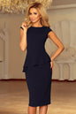 192-4 Elegantes Midikleid mit Rüschen - dunkelblau