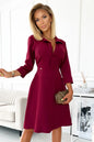 286-5 SANDY Ausgestelltes Hemdkleid - Burgunderrote Farbe