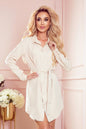 288-3 Hemdblusenkleid mit Knöpfen - beige Farbe