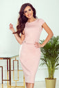 301-1 TAMARA Elegantes Midikleid mit Gürtel - puderrosa