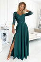 309-5 AMBER elegantes langes Spitzenkleid mit Ausschnitt