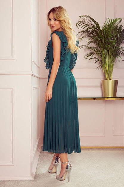 315-1 EMILY Faltenkleid mit Rüschen und Ausschnitt