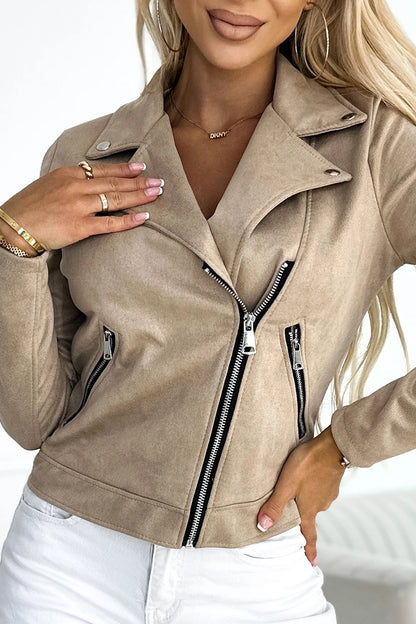 481-1 Wildlederjacke mit langen Ärmeln und Reißverschlüssen