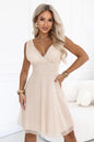 541-5 CELESTINA Elegantes Tüllkleid mit Ausschnitt und Bindeband