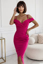 564-13 CALLIE Midikleid mit freien Schultern und Ausschnitt