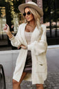 628-1 Modischer Oversize-Cardigan mit dekorativer Brosche und praktischen Taschen