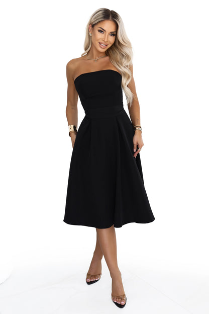 641-5 VIVIENNE Korsett-Midikleid mit ausgestelltem Rock und Gürtel