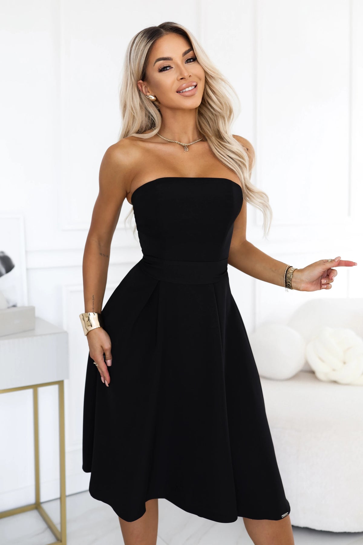 641-5 VIVIENNE Korsett-Midikleid mit ausgestelltem Rock und Gürtel