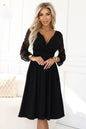 657-1 Elegantes Midikleid mit Wickelausschnitt und Tüllärmeln