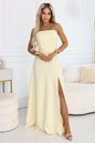 663-3 ELARA Korsett-Maxikleid mit Schlitz und Rückenbindung - Buttergelb