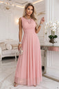 678-5 ELIRA Langes Tüll-Maxi-Kleid mit rundem Ausschnitt - Puderrosa