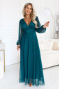 684-2 NERISSA Elegantes Tüll-Maxikleid mit Wickelausschnitt - meergrün