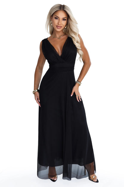 687-1 Elegantes Maxikleid mit Wickelausschnitt und offenem Rücken