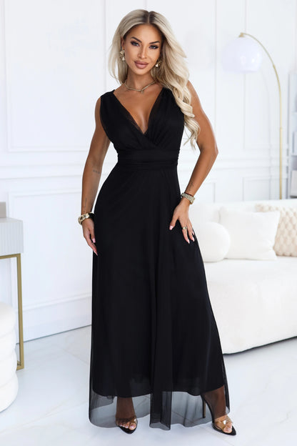 687-1 Elegantes Maxikleid mit Wickelausschnitt und offenem Rücken