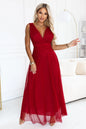 687-2 Elegantes Maxikleid mit Wickelausschnitt und offenem Rücken - hellbordeaux