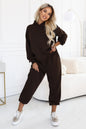 690-1 Damen-Jogginganzug mit Kapuzenpullover und lockerer Hose - Schokoladenbraun