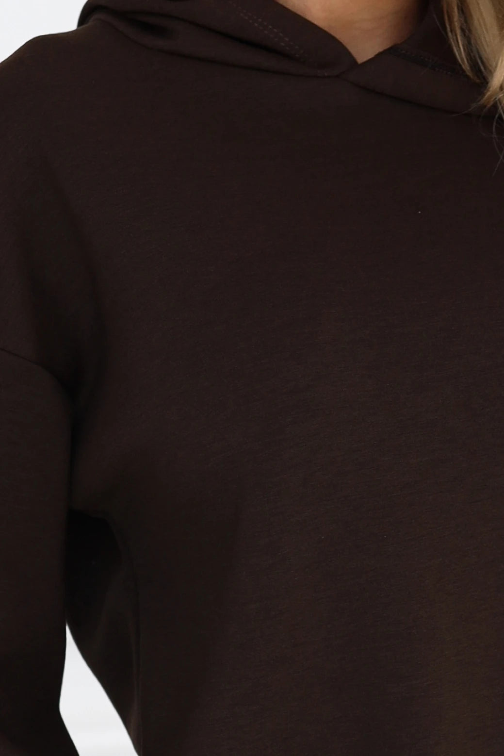 690-1 Damen-Jogginganzug mit Kapuzenpullover und lockerer Hose - Schokoladenbraun