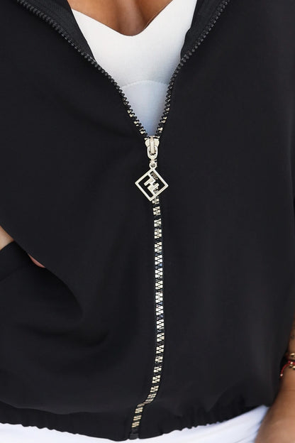 691-1 Damen-Kapuzenjacke mit Reißverschluss und dekorativem Zipper