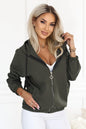 691-4 Damen-Kapuzenjacke mit Reißverschluss und dekorativem Zipper - khaki