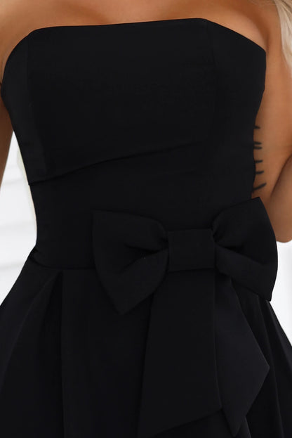 692-1 NAYA Elegantes trägerloses Korsett-Midikleid mit Schleife