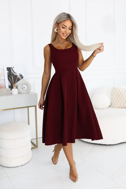 695-1 ALVA Ausgestelltes Midikleid mit breiten Trägern