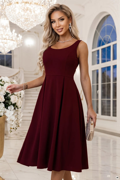 695-1 ALVA Ausgestelltes Midikleid mit breiten Trägern