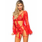 LEG AVENUE - 86123 TEDDY- UND STRUMPFBAND-BADEMANTEL-SET, ROT, GRÖSSE