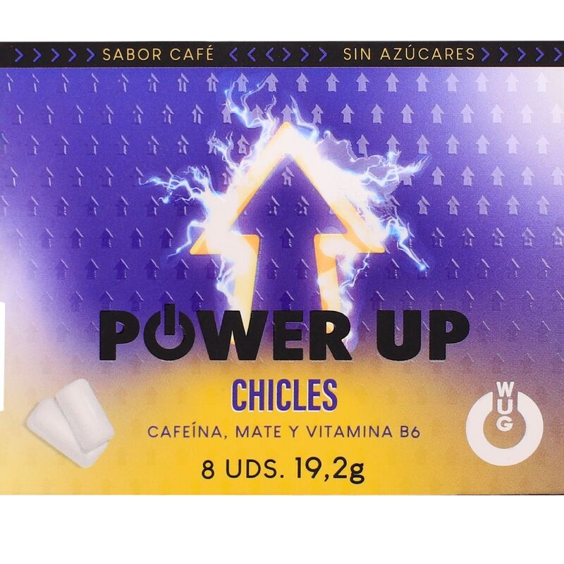 WUG POWER UP – Funktioneller Koffein- und Mate-Kaugummi mit Kaffeegeschmack, 8 Stück pro Blisterpackung