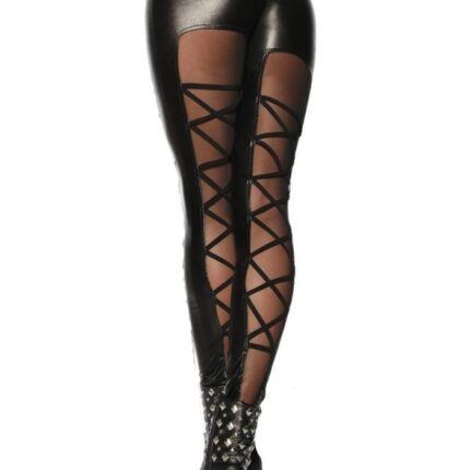 schwarze Wetlook-Leggings 18121 - XS