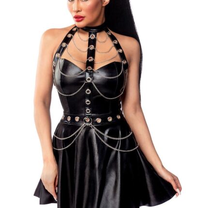 ausgestelltes Wetlook Kleid XS