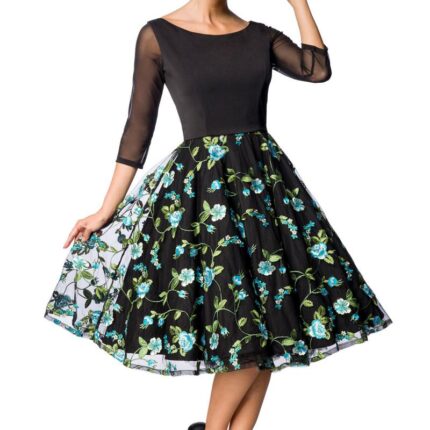Premium besticktes Vintage-Swingkleid 4XL