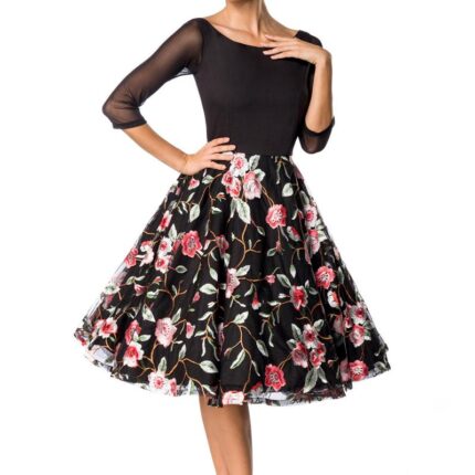 Premium besticktes Vintage-Swingkleid 2XL