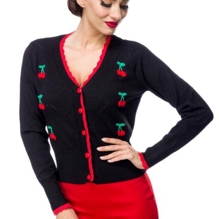 Strickjacke mit Kirschen 2XL