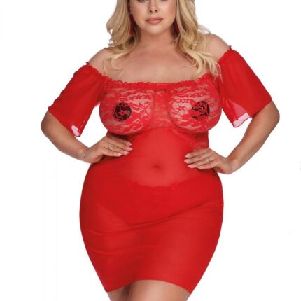 rotes Chemise AA052940 - 3XL/4XL