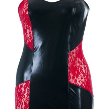 schwarz/rotes Wetlook Chemise SB/1006 46/48 Sexy Base
