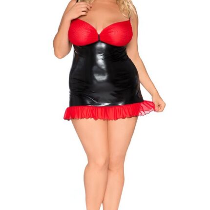 schwarzes Wetlook Chemise SB/1011 38/40 Sexy Base Kollektion by Andalea