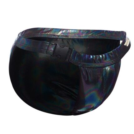 schwarzer Wetlook Clip Tanga Brief EMER4LD - S